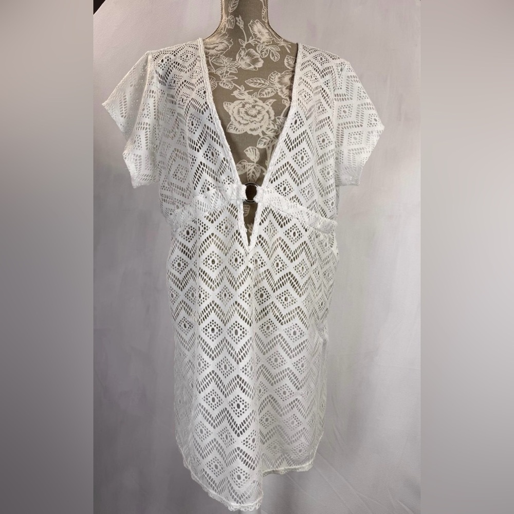 Catalina White Crochet Beach Cover-Up